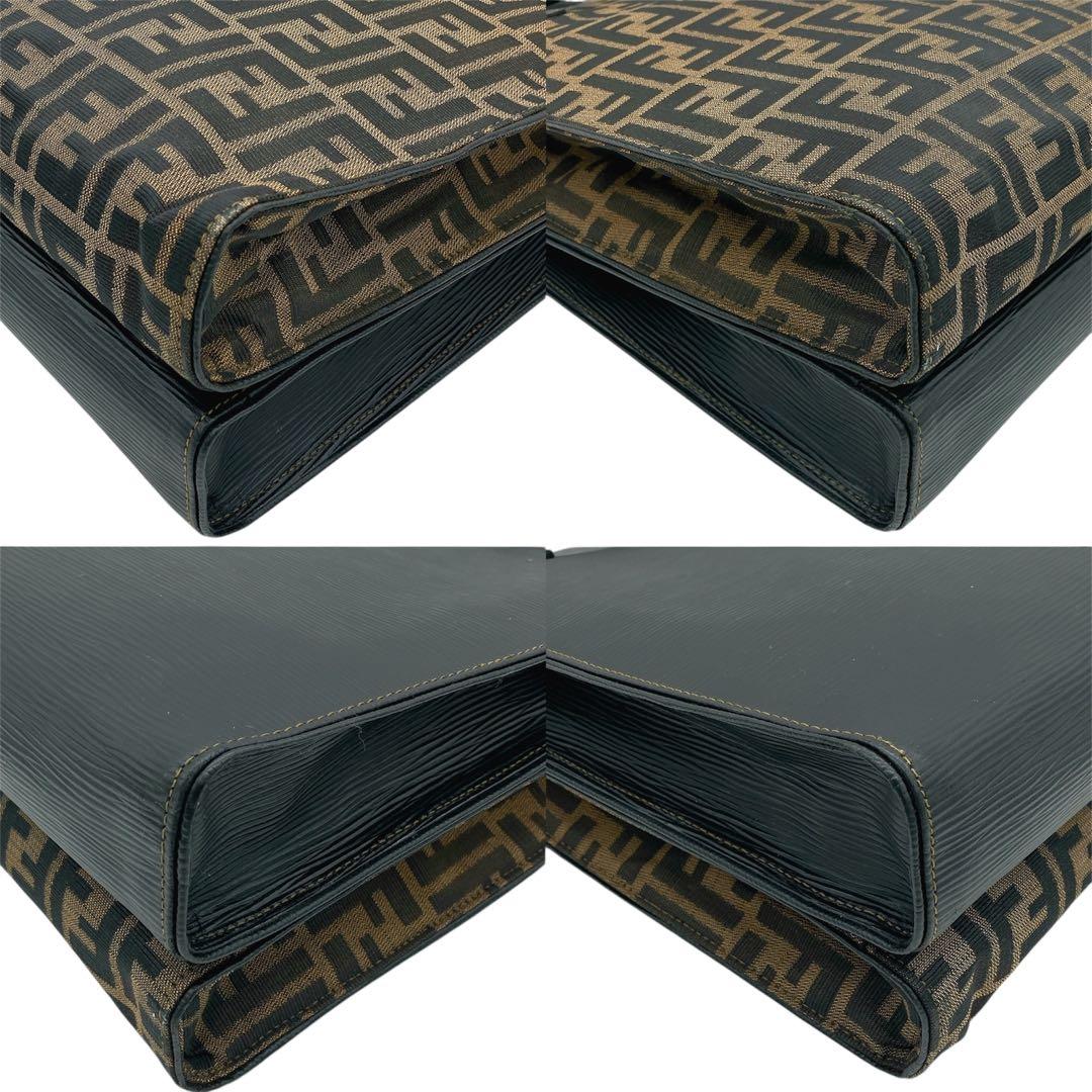 Fendi Tote Bag Zucca Pattern Gold Hardware Canvas Leather