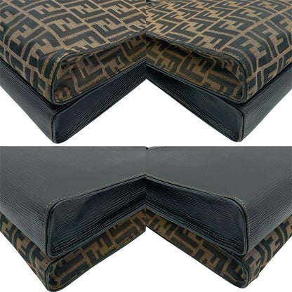 Fendi Tote Bag Zucca Pattern Gold Hardware Canvas Leather