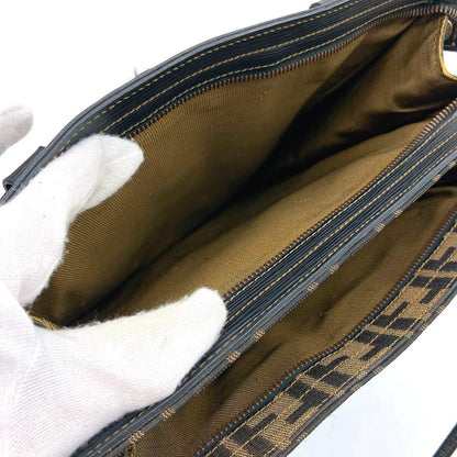 Fendi Tote Bag Zucca Pattern Gold Hardware Canvas Leather