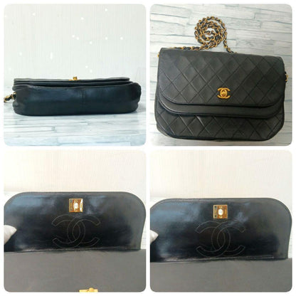 Chanel Quilted Chain Shoulder Lambskin Double Flap Black — view 6