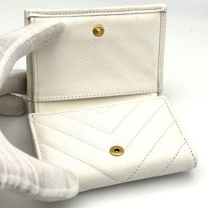 Chanel Wallet with Luxury Box Caviar Leather White Compact — view 3