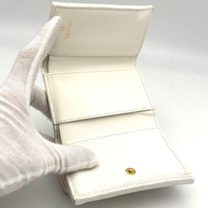 Chanel Wallet with Luxury Box Caviar Leather White Compact — view 4