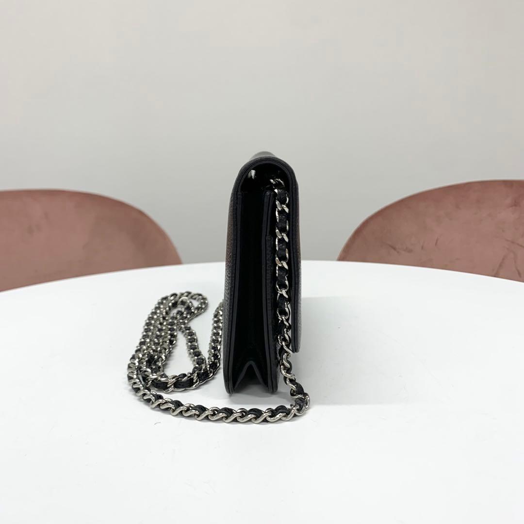 Chanel Caviar Leather CC Logo Shoulder Bag Chain Wallet — view 2