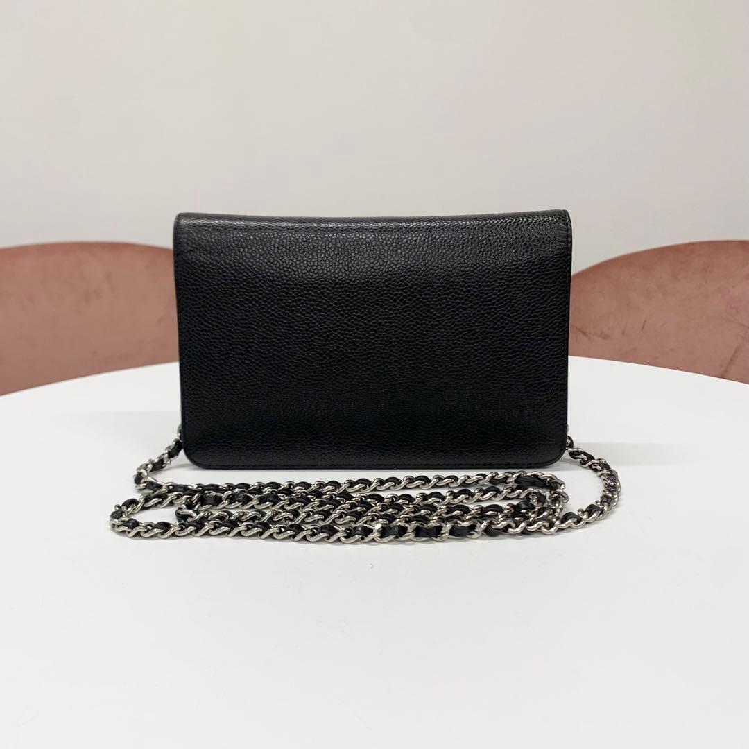 Chanel Caviar Leather CC Logo Shoulder Bag Chain Wallet — view 3