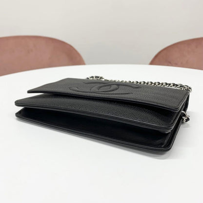 Chanel Caviar Leather CC Logo Shoulder Bag Chain Wallet — view 4