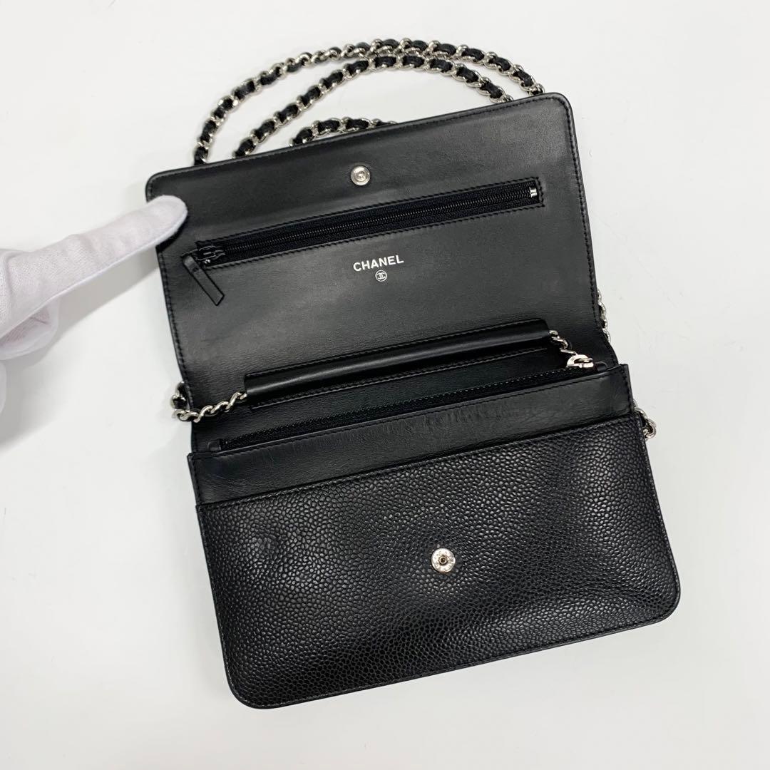 Chanel Caviar Leather CC Logo Shoulder Bag Chain Wallet — view 6