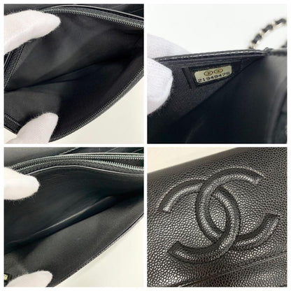 Chanel Caviar Leather CC Logo Shoulder Bag Chain Wallet — view 9