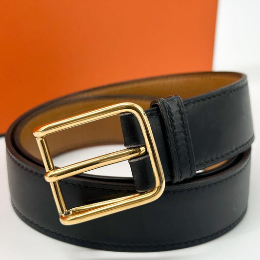 Hermes Vintage Black Leather Belt