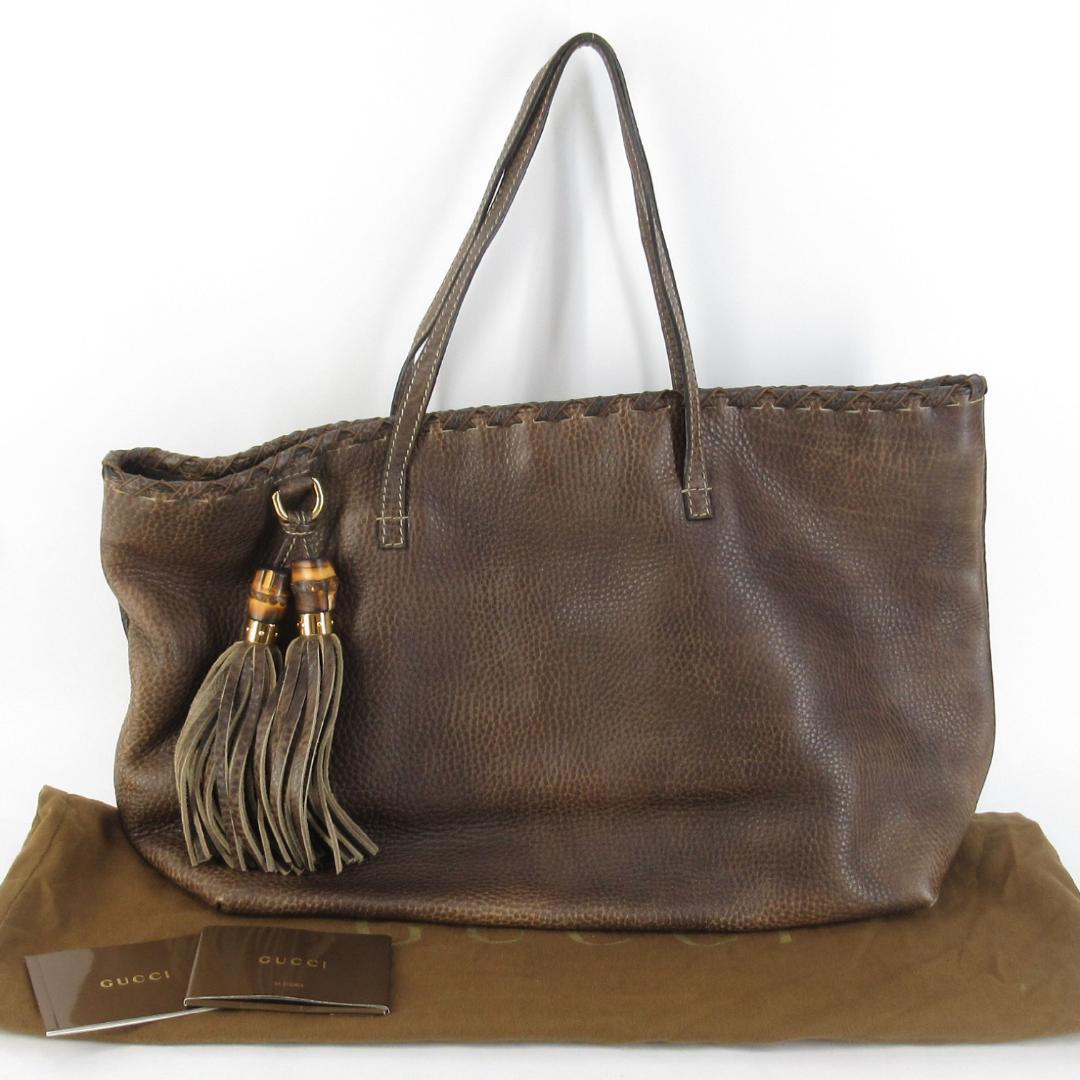Gucci Bamboo Tassel Leather Tote Bag