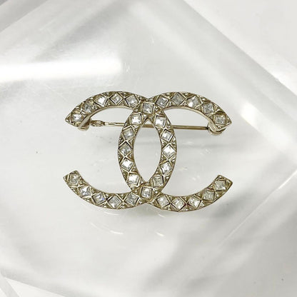 Chanel Brooch Coco Mark Rhinestone Gold