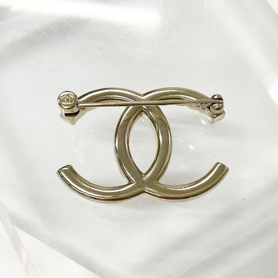 Chanel Brooch Coco Mark Rhinestone Gold