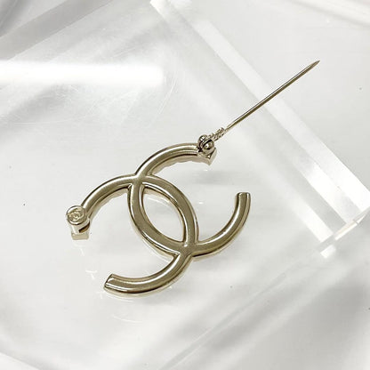 Chanel Brooch Coco Mark Rhinestone Gold