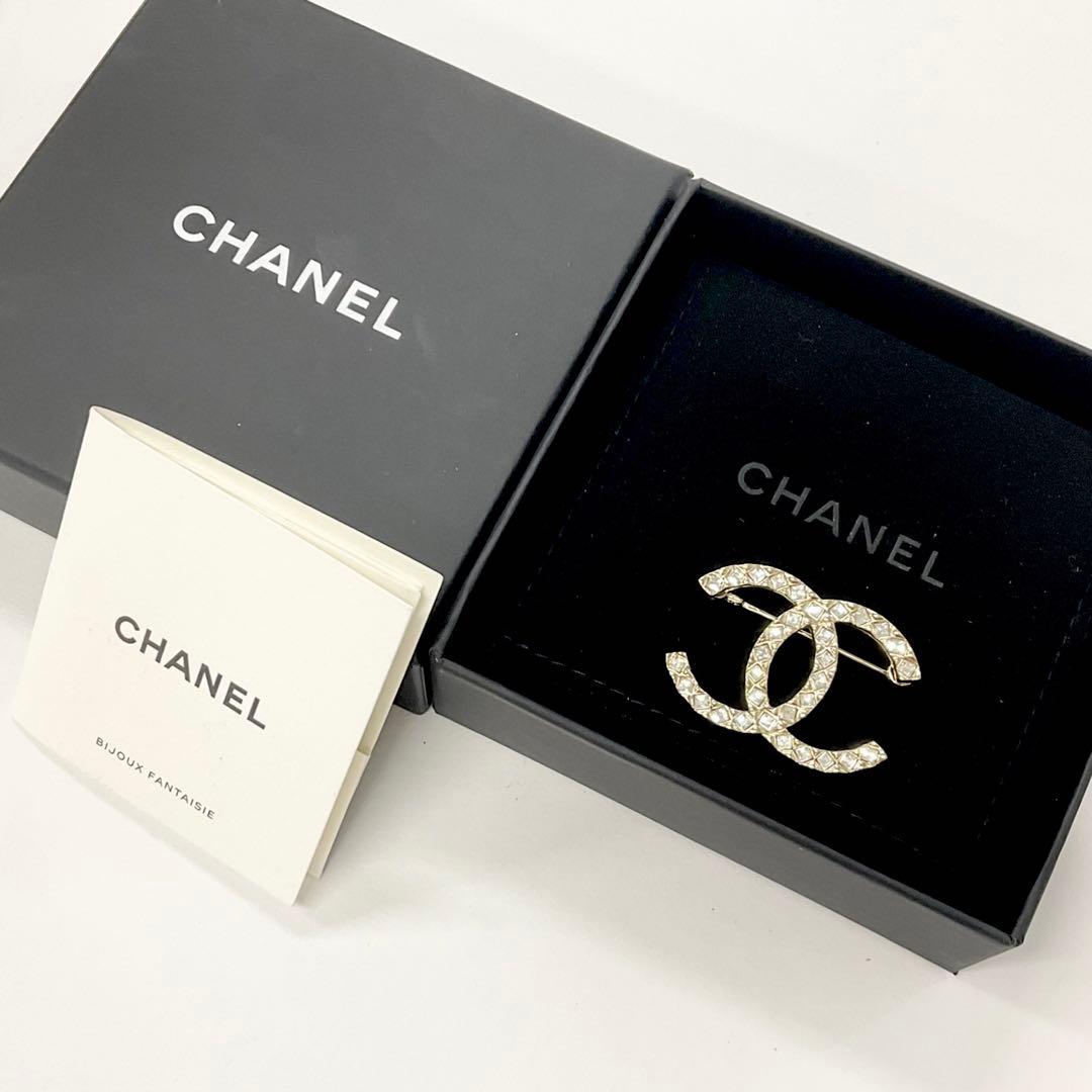 Chanel Brooch Coco Mark Rhinestone Gold