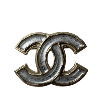 Chanel CC Logo Brooch Silver Gold — view 2