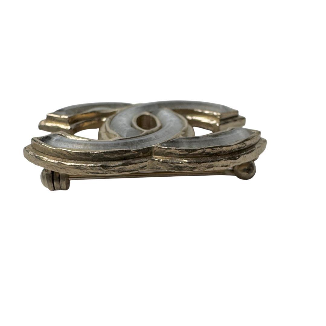 Chanel CC Logo Brooch Silver Gold — view 4
