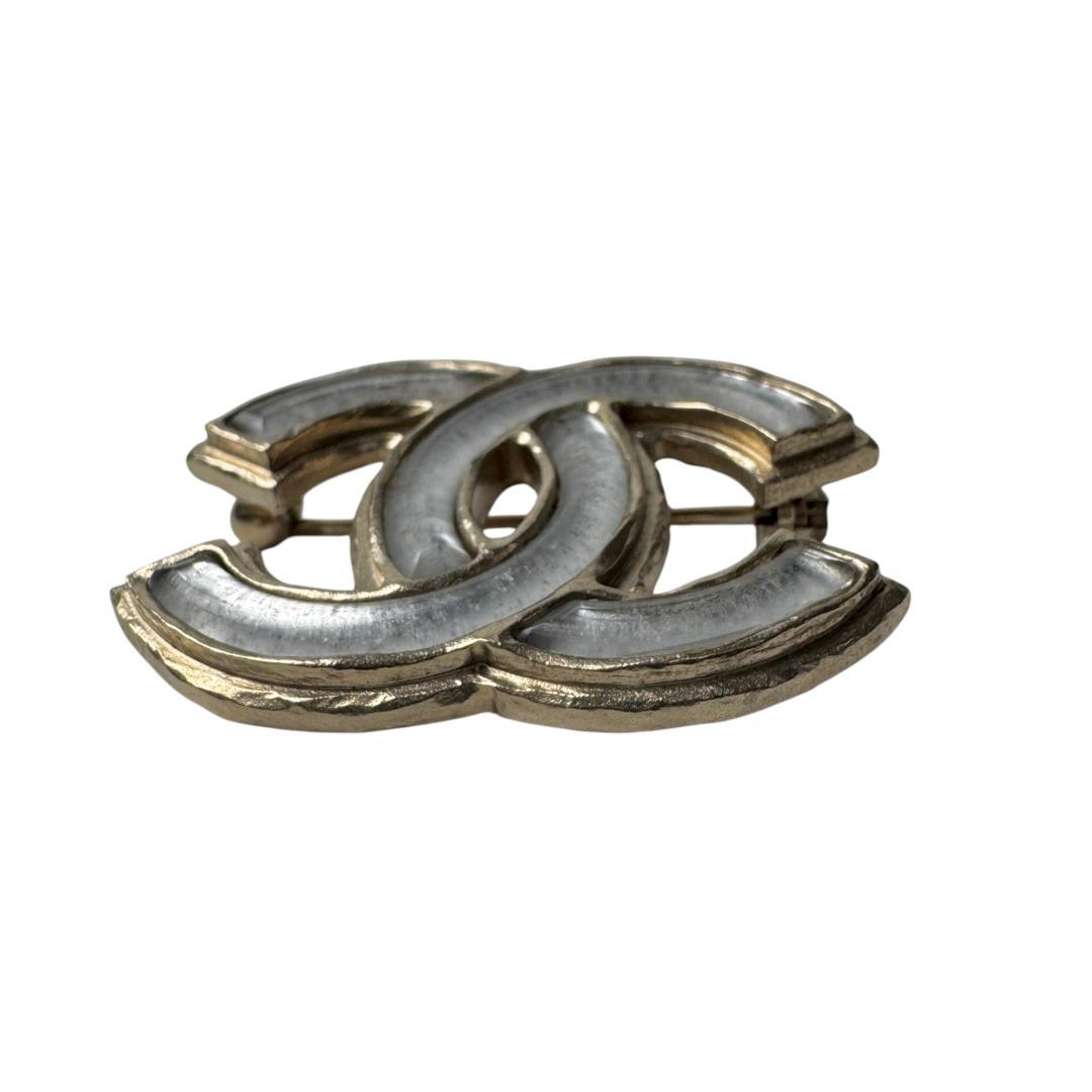 Chanel CC Logo Brooch Silver Gold — view 6