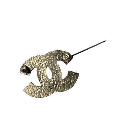 Chanel CC Logo Brooch Silver Gold — view 8