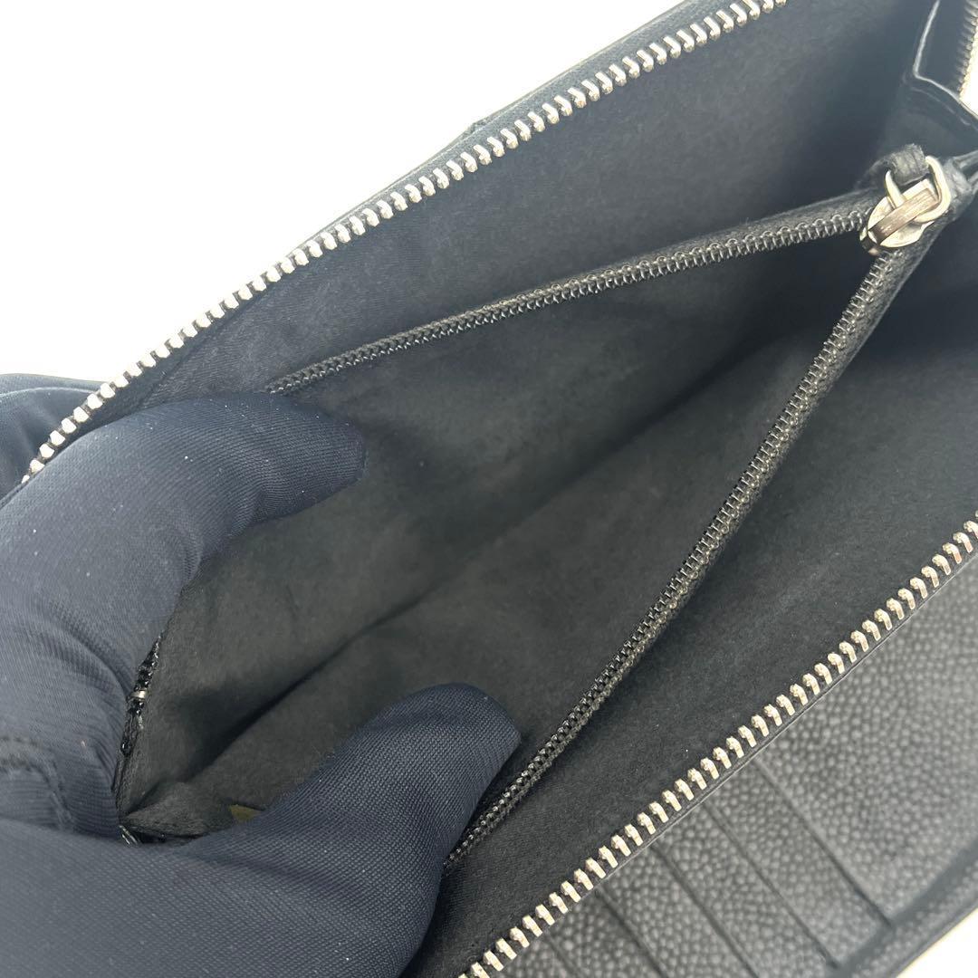 Chanel CC Logo Zip Around Wallet Black Leather Silver — view 5