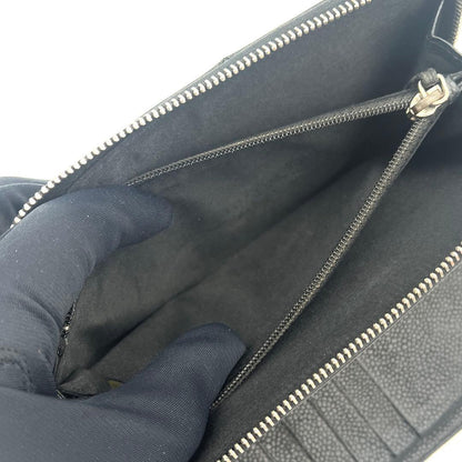 Chanel CC Logo Zip Around Wallet Black Leather Silver — view 5
