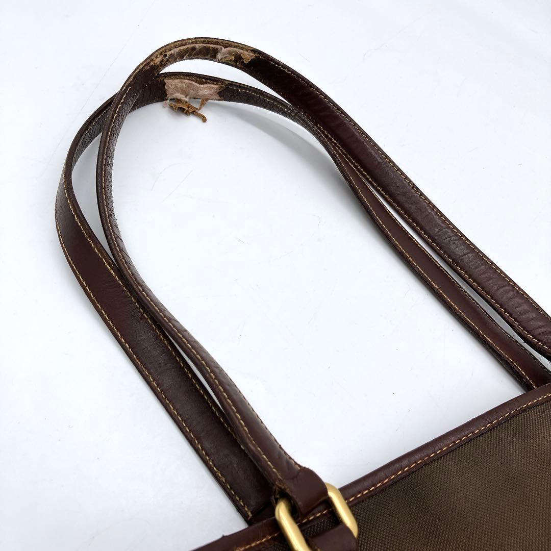 Prada Shoulder Tote Bag Logo Jacquard Triangle Logo Plate Brown