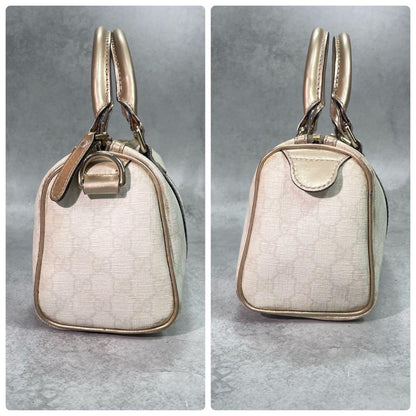 Gucci GG Boston Bag White Gold Logo Leather — view 7