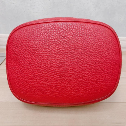Prada Vitello Daino Drawstring 2-Way Leather Bucket Bag Red — view 5