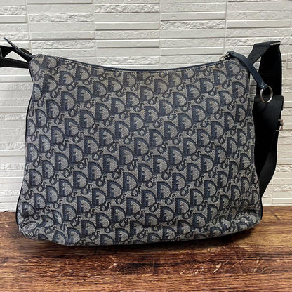 Dior Trotter Canvas Shoulder Bag All Over Pattern Large Navy — view 2