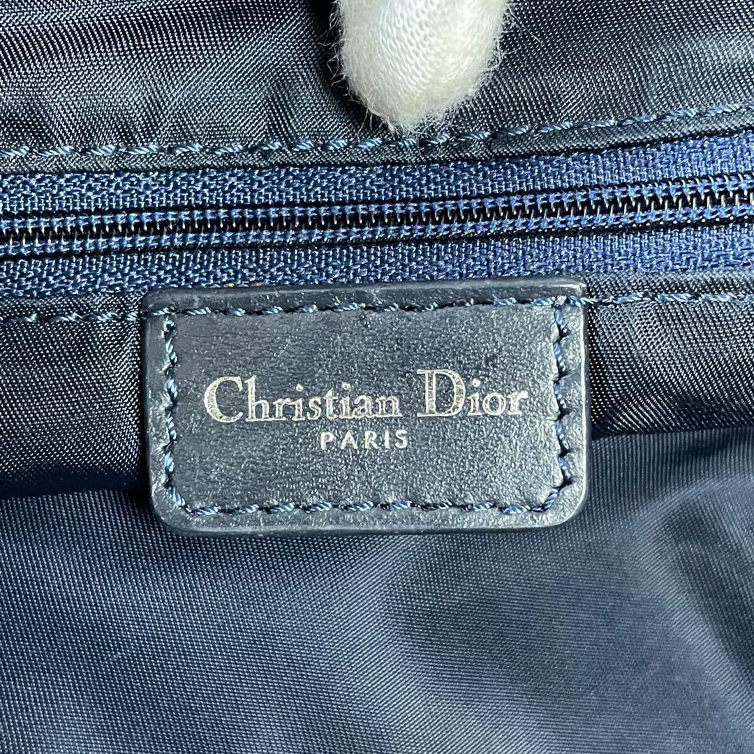 Dior Trotter Canvas Shoulder Bag All Over Pattern Large Navy — view 9