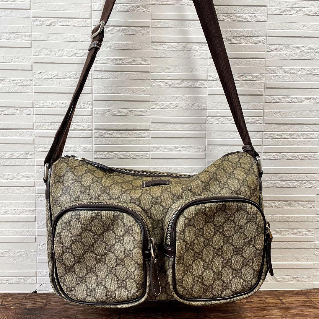 Gucci GG Supreme Leather Shoulder Bag Brown — view 2