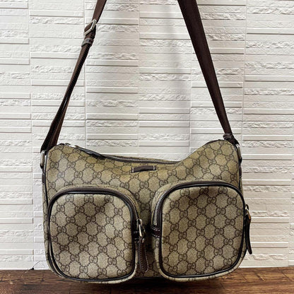 Gucci GG Supreme Leather Shoulder Bag Brown — view 2