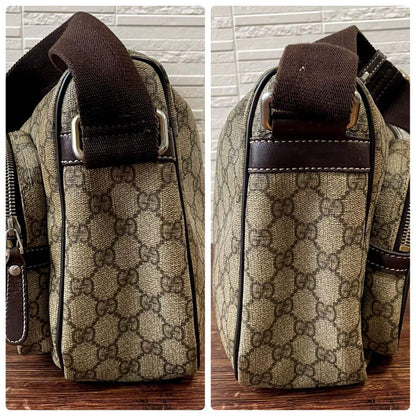 Gucci GG Supreme Leather Shoulder Bag Brown — view 4
