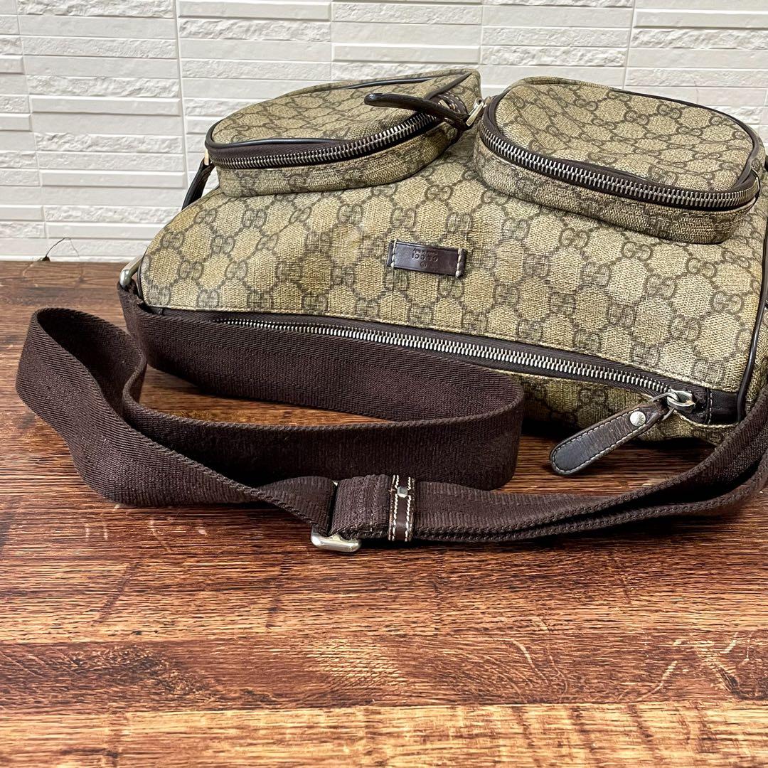 Gucci GG Supreme Leather Shoulder Bag Brown — view 7