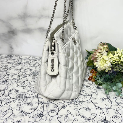 Chanel Caviar Leather Quilted CC Logo Shoulder Bag — view 5