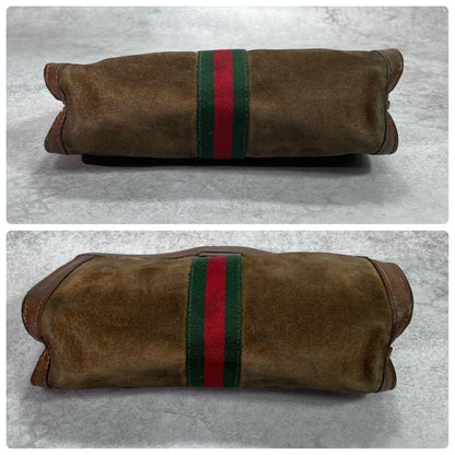 Gucci Sherry Line Clutch Suede Brown Leather — view 7