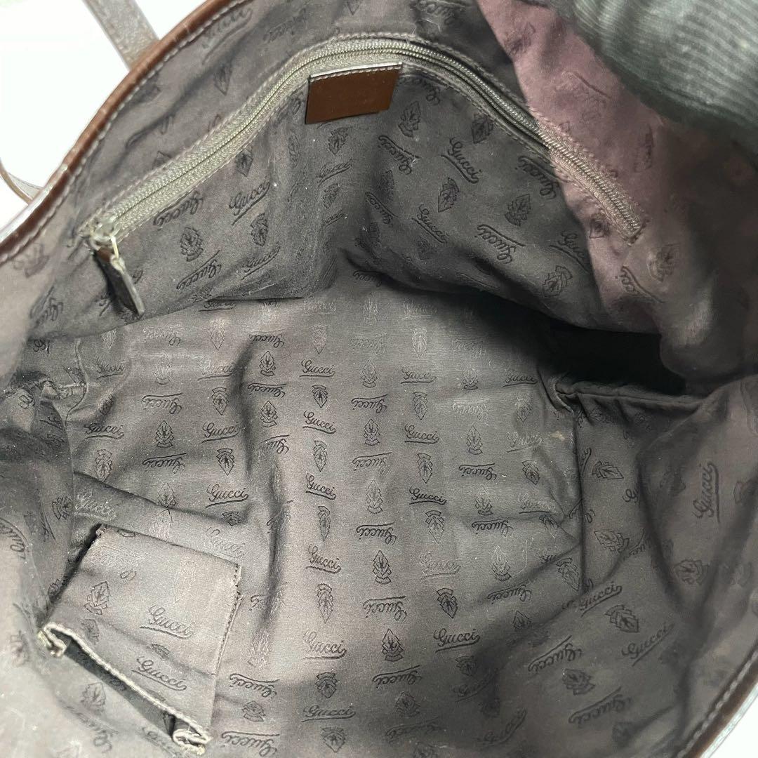 Gucci GG Sherry Line Tote Bag Brown Leather Charm — view 5