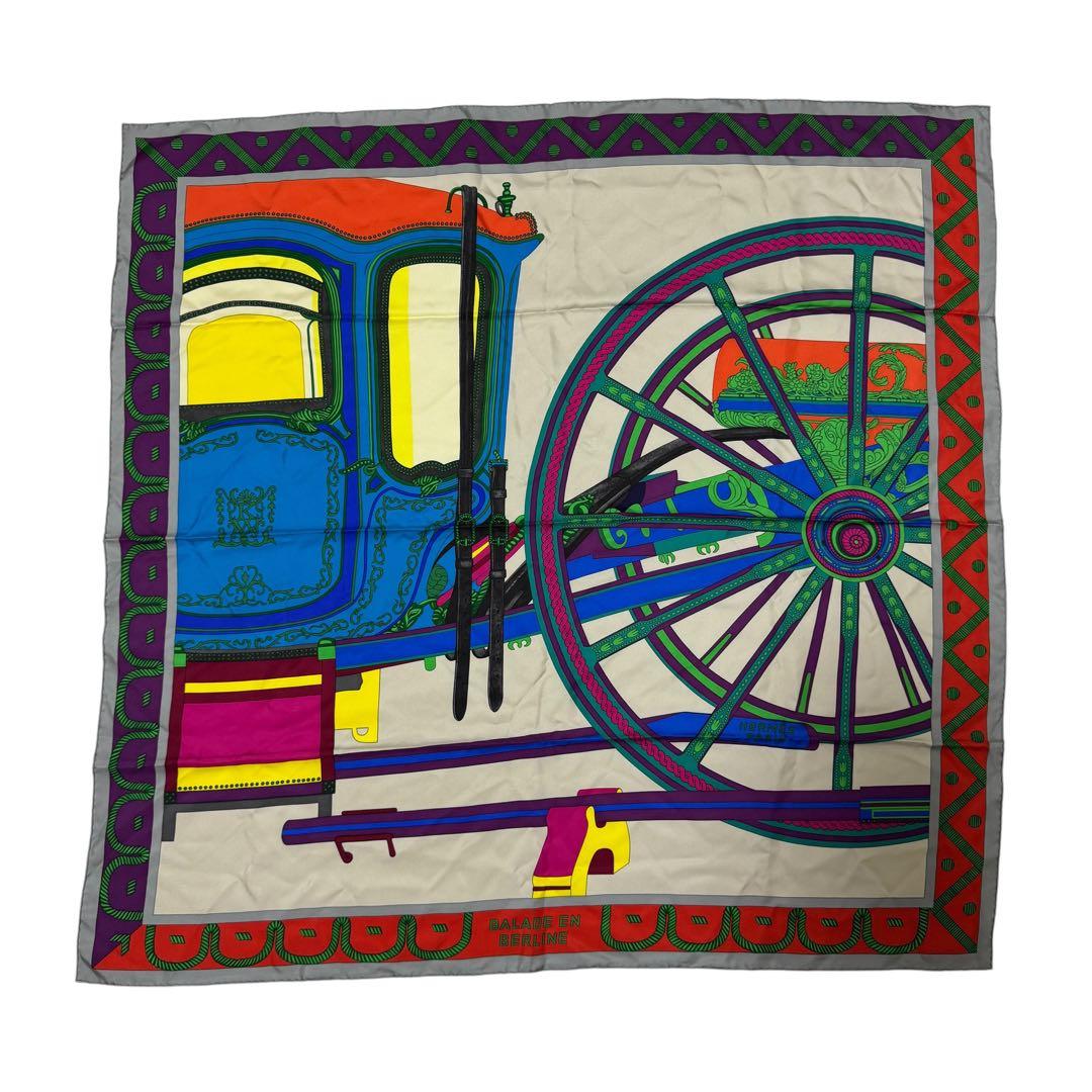 Hermes Carre 90 Balade en Berline Roulis on a Carriage Scarf — view 2