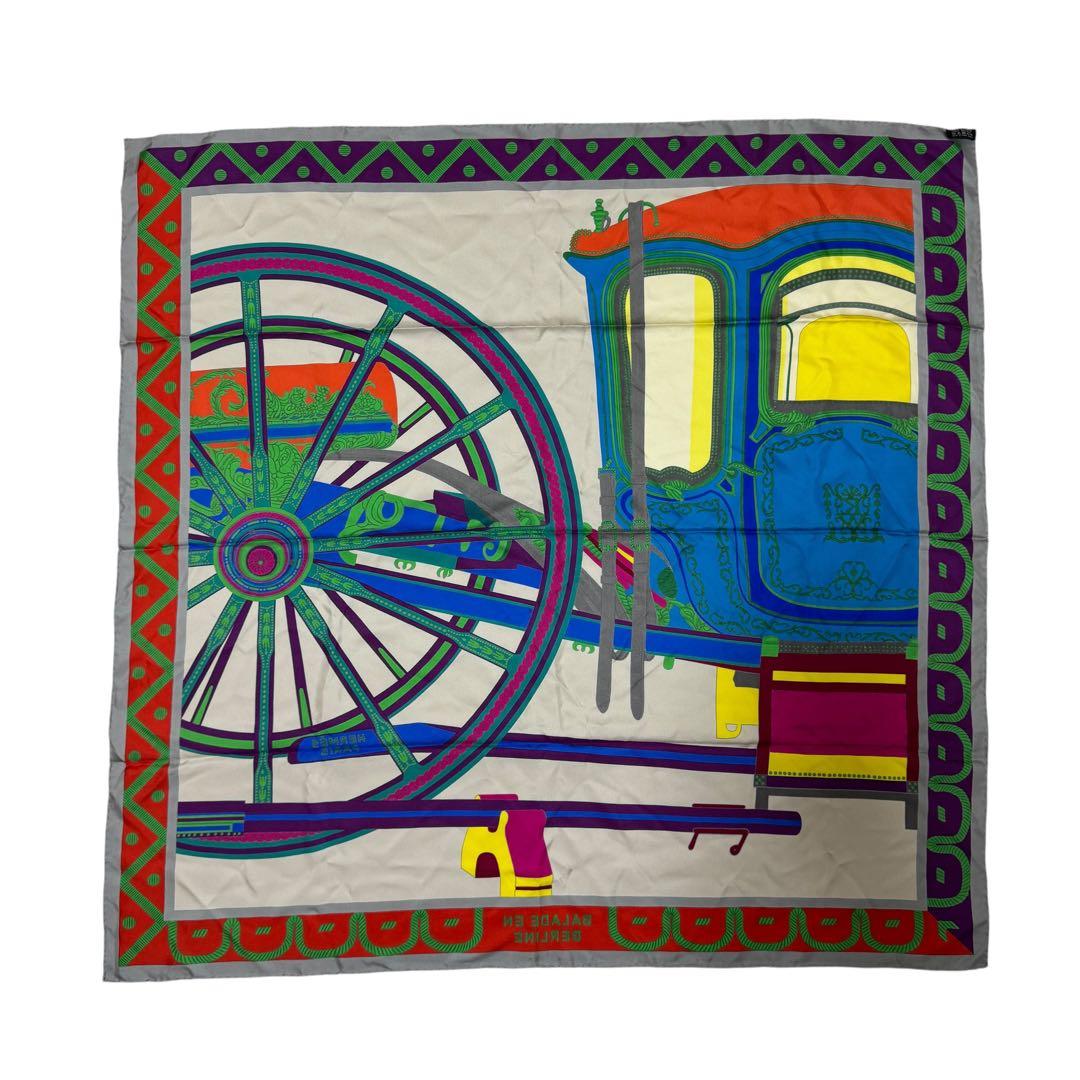 Hermes Carre 90 Balade en Berline Roulis on a Carriage Scarf — view 3
