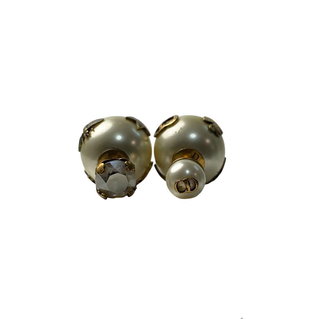 Dior Tribal Earrings Faux Pearl Bee Logo — view 2