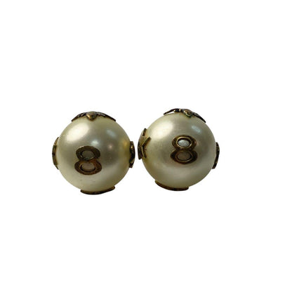 Dior Tribal Earrings Faux Pearl Bee Logo — view 5