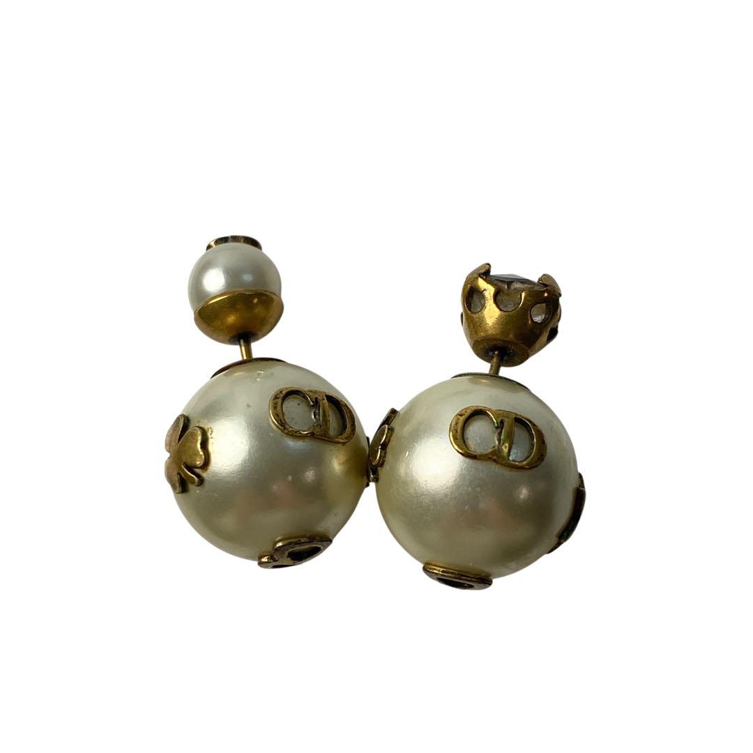 Dior Tribal Earrings Faux Pearl Bee Logo — view 9