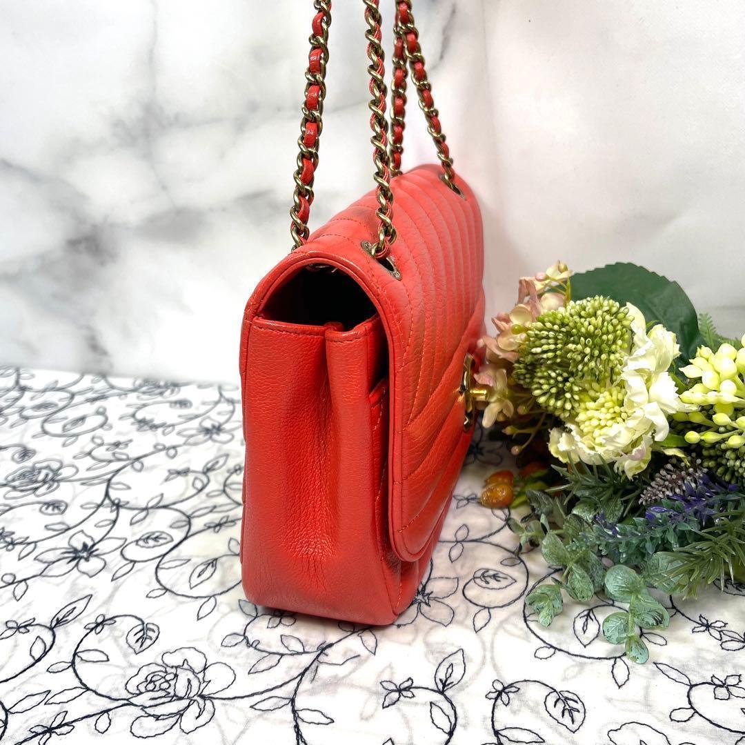 Chanel Mademoiselle Shoulder Bag Red Gold — view 6