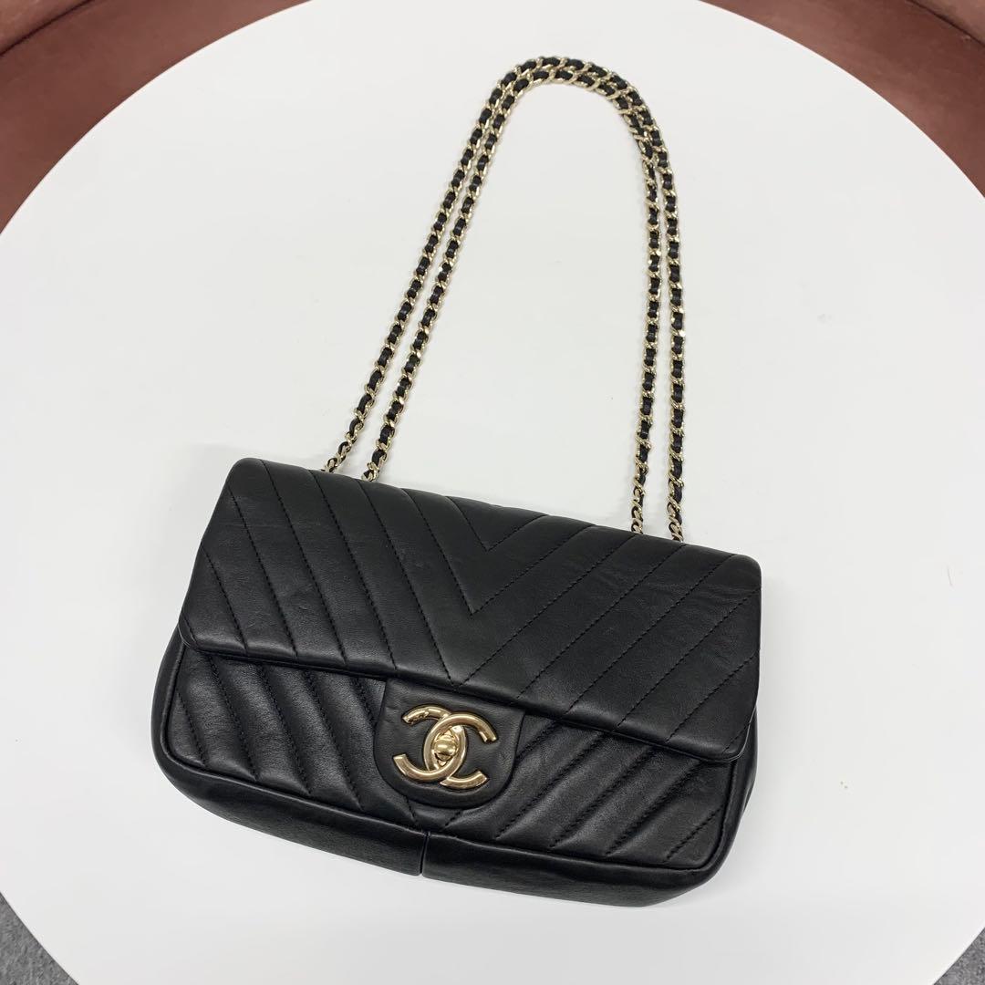 Chanel Chevron CC Logo Stitch Turnlock Shoulder Bag — view 5