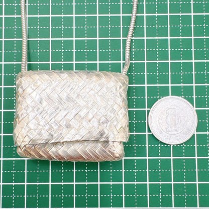 Tiffany & Co Intrecciato Pill Case Necklace Silver