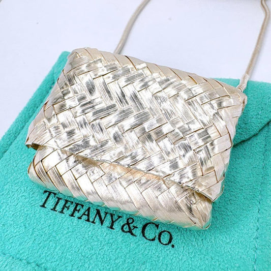 Tiffany & Co Intrecciato Pill Case Necklace Silver