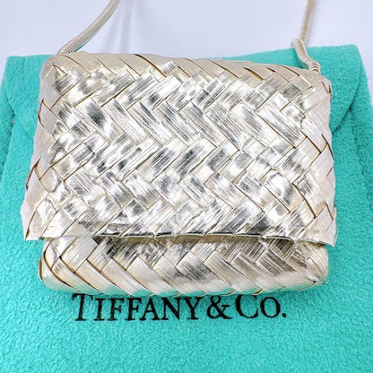 Tiffany & Co Intrecciato Pill Case Necklace Silver
