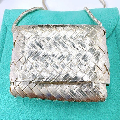 Tiffany & Co Intrecciato Pill Case Necklace Silver