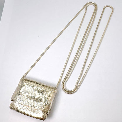 Tiffany & Co Intrecciato Pill Case Necklace Silver