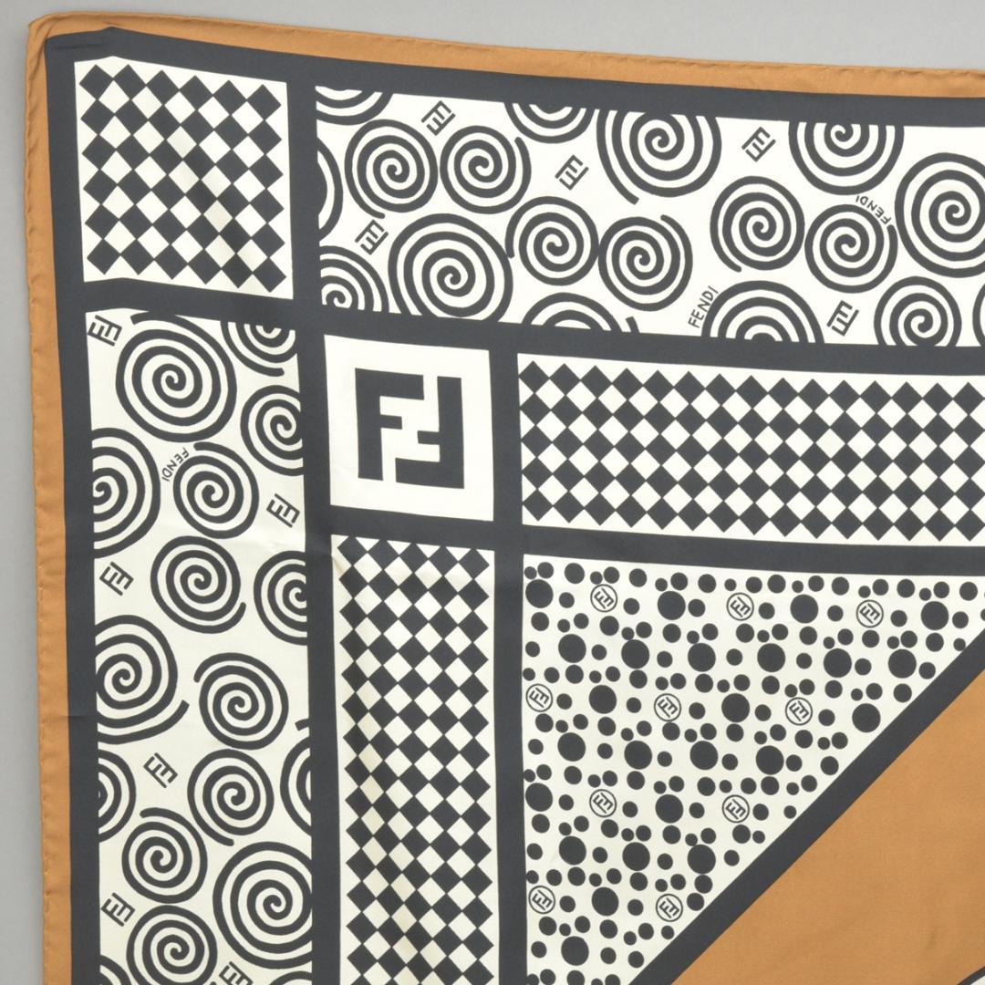 Fendi Like Zucca Scarf 90 Silk Brown Black