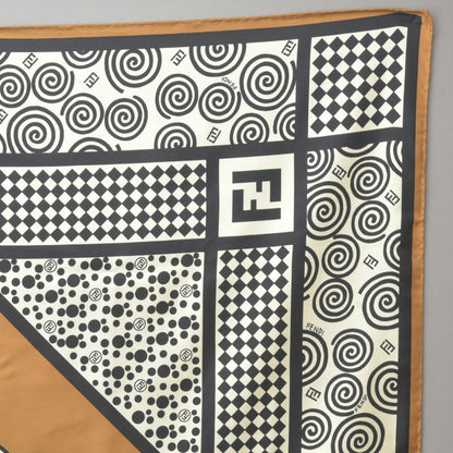 Fendi Like Zucca Scarf 90 Silk Brown Black