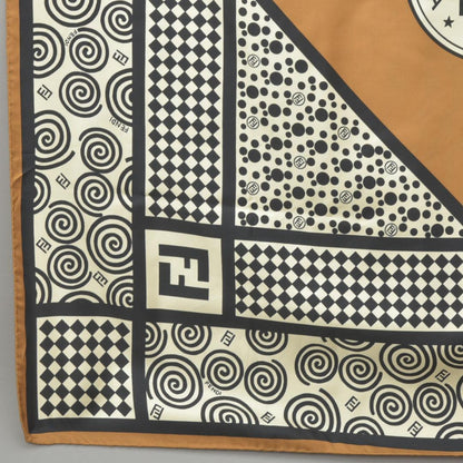 Fendi Like Zucca Scarf 90 Silk Brown Black